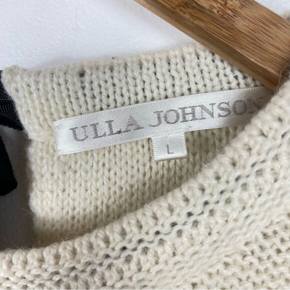 Ulla Johnson | White Sweater Black Bow Back Wool Alpaca Blend L - Picture 7 of 10
